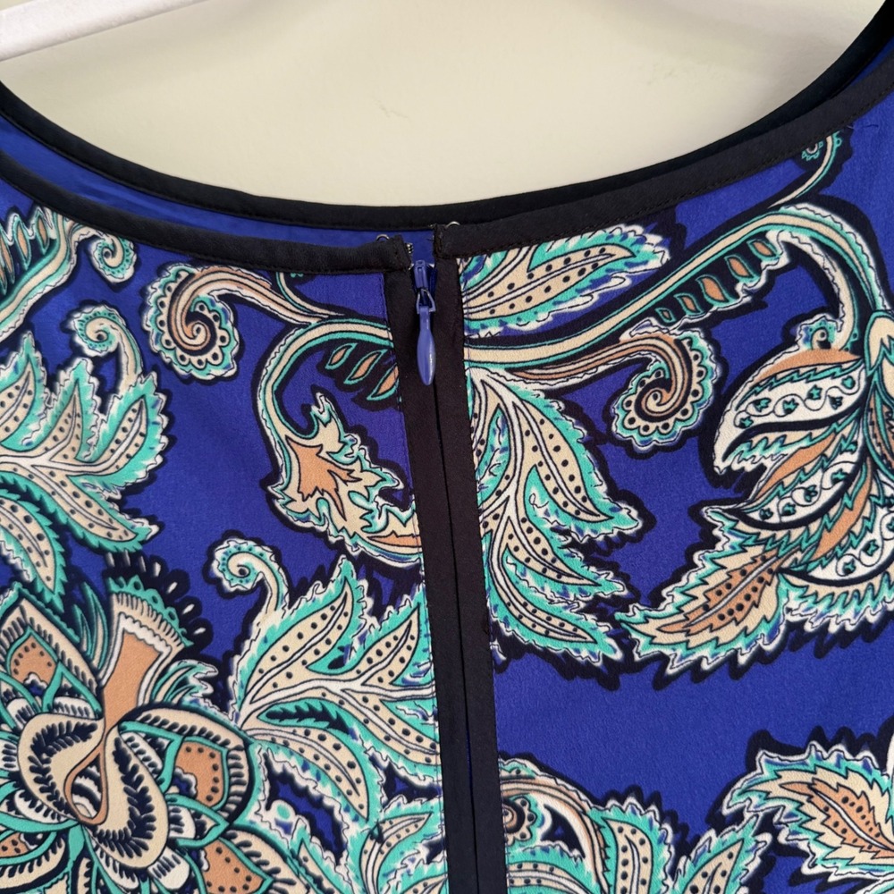 LOFT Shift Dress Short Sleeve Purple Paisley Floral Print Size 6P Petite - Picture 7 of 13